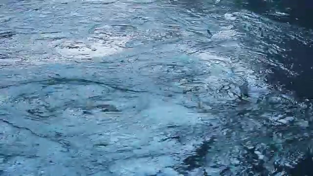 河水表面。流动的水。水的背景。水面反射视频素材