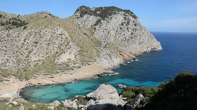 Cala Figuera, Cap Formentor，西班牙，马略卡岛视频下载