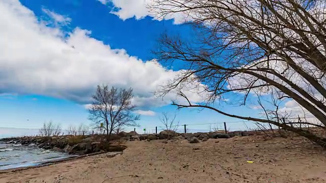 安大略湖海岸时间流逝向左平移视频素材