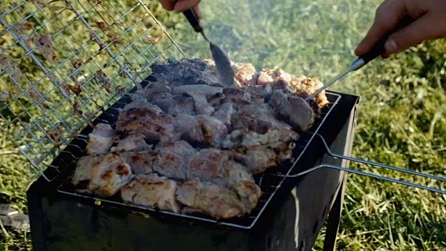 串肉扦肉煎视频素材