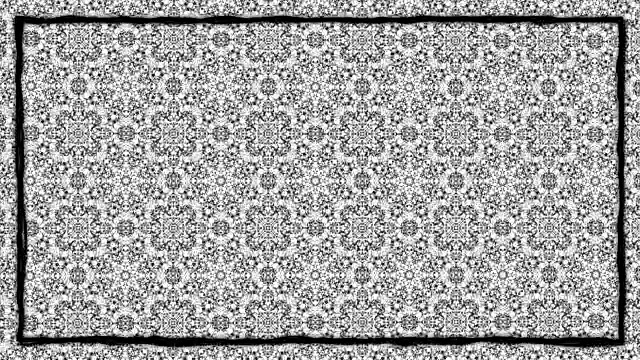 黑白动画纹理装饰与黑色边框框架视频素材