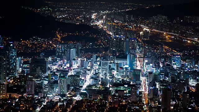 城市夜景延时，釜山，韩国视频素材