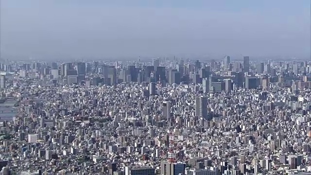 空中，东京中心和东京天空树视频素材