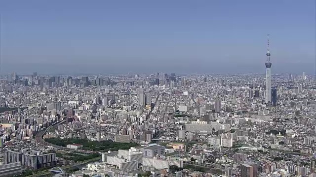 空中，富士山和东京市中心视频素材