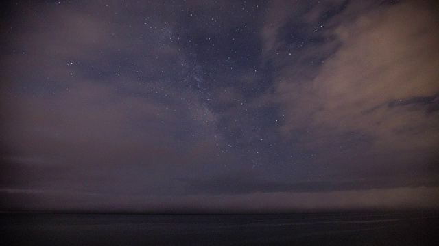 银河系在太平洋上空移动的星夜的时间序列。视频素材