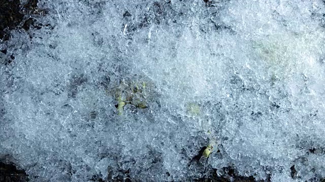 4K时光流逝，雪在化石上融化视频素材