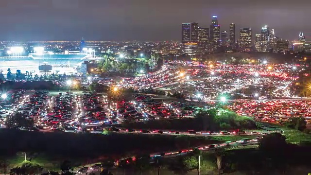 洛杉矶夜间停车延时视频素材