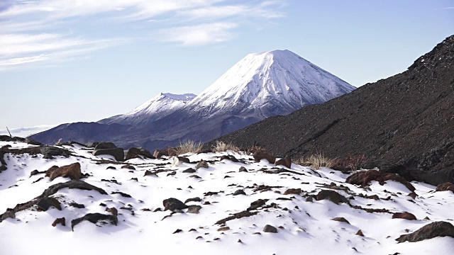 恩格鲁霍山和汤加里罗山的冬季景观视频素材