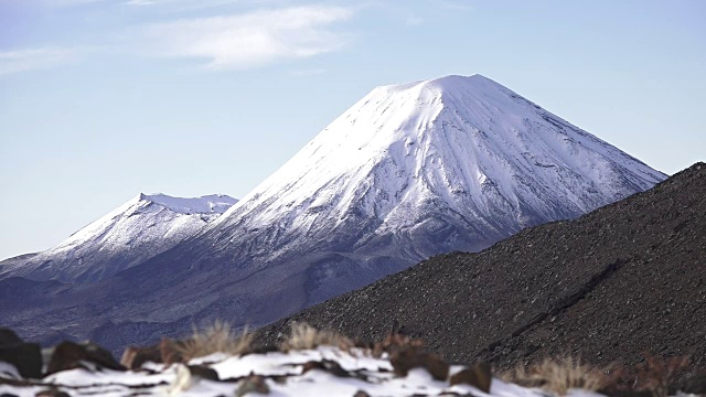 恩格鲁霍山和汤加里罗山的冬季景观视频素材