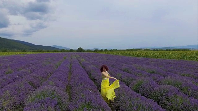 在薰衣草地里的女孩视频素材