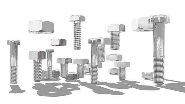 旋转螺母和螺栓组视频素材