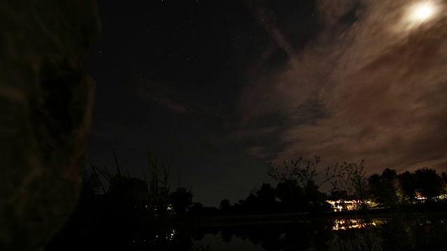 加州雷丁的小湖夜景:时光流逝视频下载