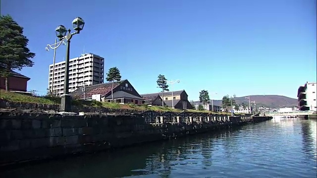 观点;日本北海道小樽运河邮轮视频素材