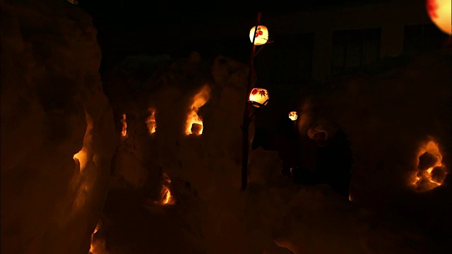 观点;日本北海道小樽雪光径节视频素材