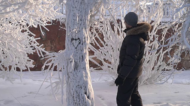 雪下的人视频素材