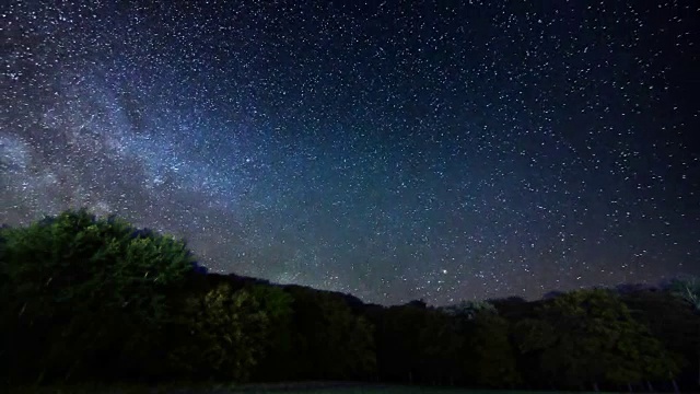 晚上的银河系。流星雨时间流逝。视频素材