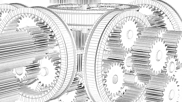 白色齿轮旋转。全高清3d渲染视频素材