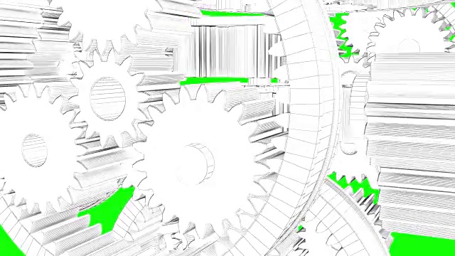 白色齿轮循环旋转。全高清3d渲染视频素材