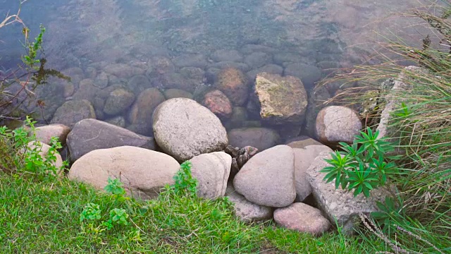 河岸上的岩石视频素材