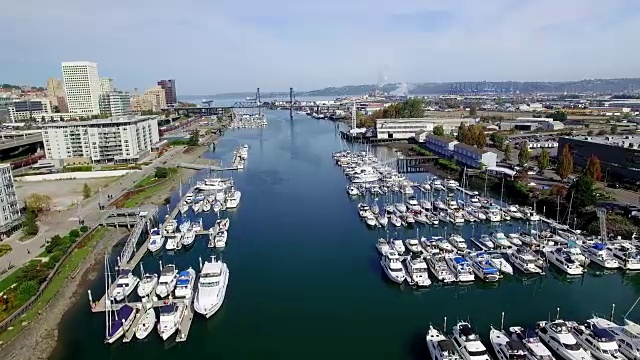 塔科马航空华盛顿市中心水道视频素材