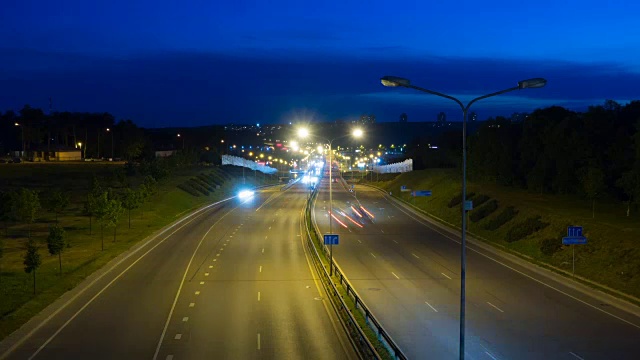 夜间高速公路，延时拍摄视频素材