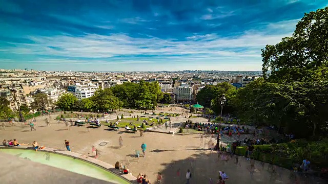 Time Lapse，巴黎，法国，花园sacré Coeur，人群，镜头移动(旅行)视频下载