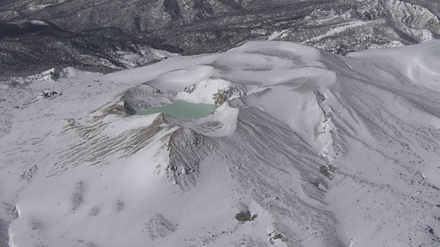 日本群马县草津白连山活火山空中摄影视频素材