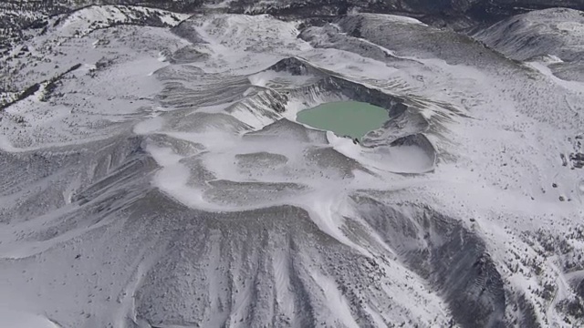 日本群马县草津白连山活火山空中摄影视频素材