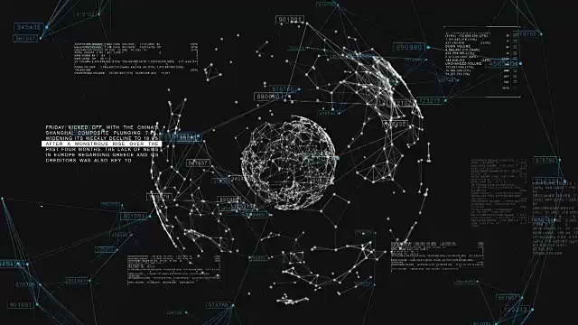 全球商业网络在空间旋转的三维无缝动画。科学的概念。毛圈。HD 1080。视频素材