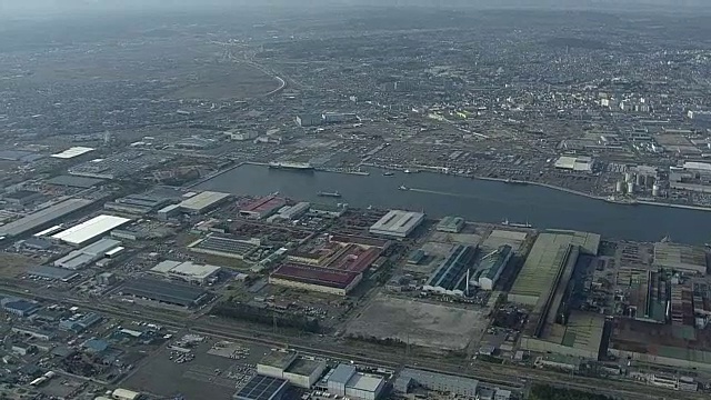 日本宫城县仙台盐沼港航空视频素材