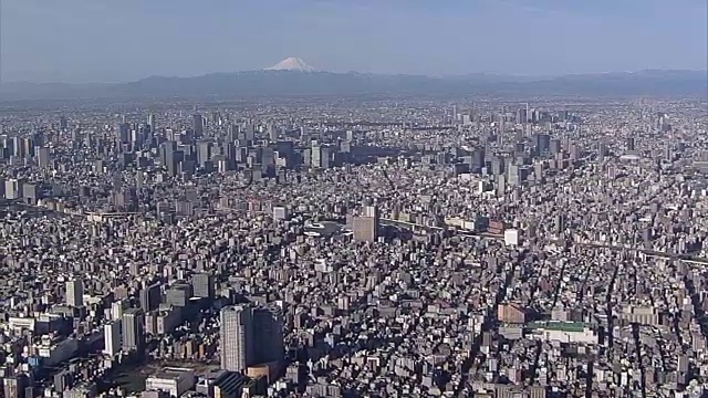 东京天际线，富士山，日本视频素材