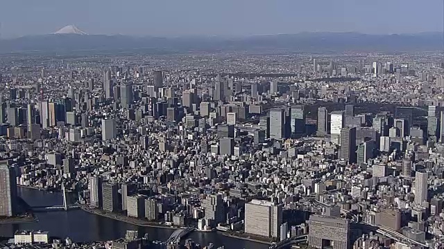 东京天际线，富士山，日本视频素材