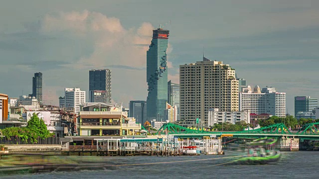 泰国夏日曼谷主河城市全景4k时间推移视频素材