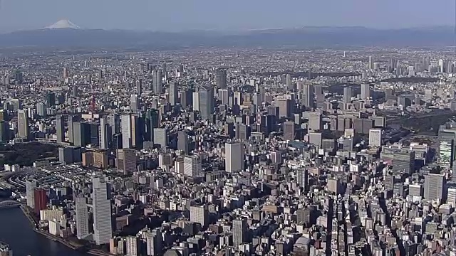 东京天际线，富士山，日本视频素材