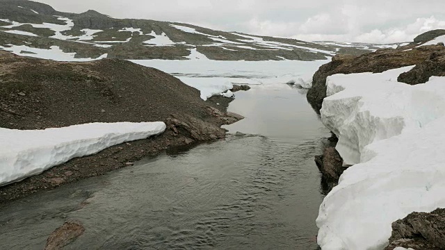 挪威雪河。视频素材