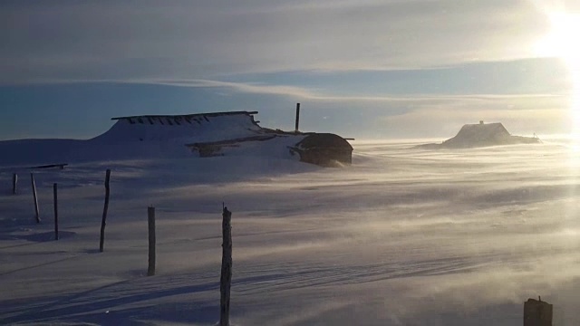 冬季冻土带上的暴风雪视频素材