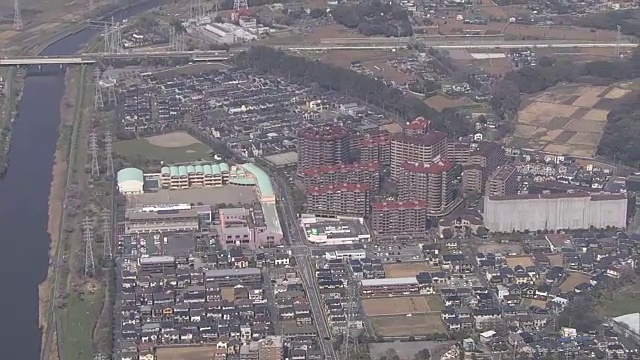 空中，日本千叶花河区住宅区视频素材