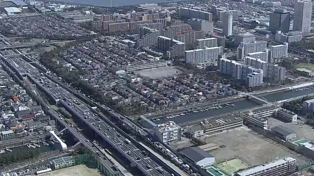 日本千叶市浦安市的空中摄影视频素材