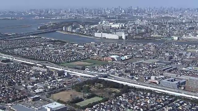 日本千叶市浦安市的空中摄影视频素材