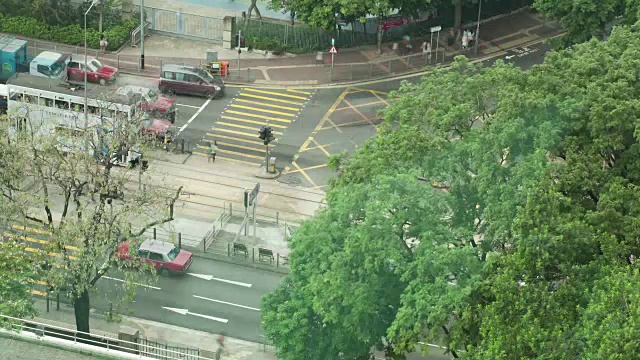 香港道路上交通及行人交通的时间间隔视频素材