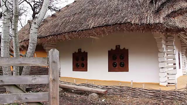 有茅草屋顶的乌克兰小屋视频素材