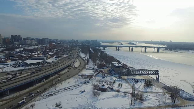 新西伯利亚鄂毕河大桥视频素材