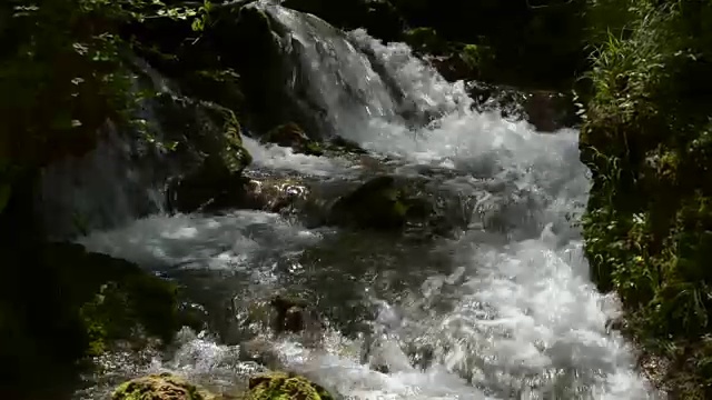 一个快速的山区河流与急流的特写视频素材