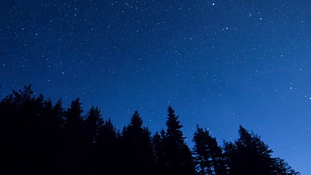 星星时间流逝天空旋转空间与森林前景天体摄影视频素材