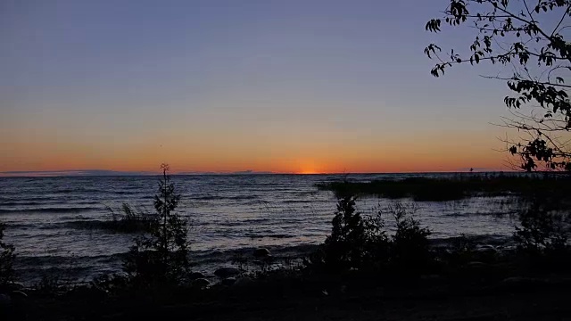 加拿大夏天-日落在湖视频素材