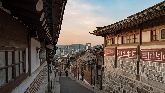 韩国首尔北川韩屋村，4K时间流逝视频素材