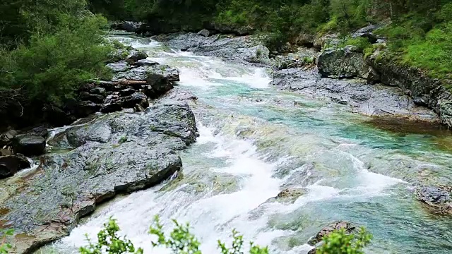 里约热内卢Ara river Bujaruelo在西班牙比利伦斯山谷的山谷里视频素材