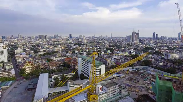 河边建筑工地鸟瞰图视频素材