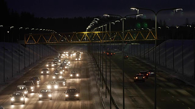 夜间高速公路交通堵塞视频素材