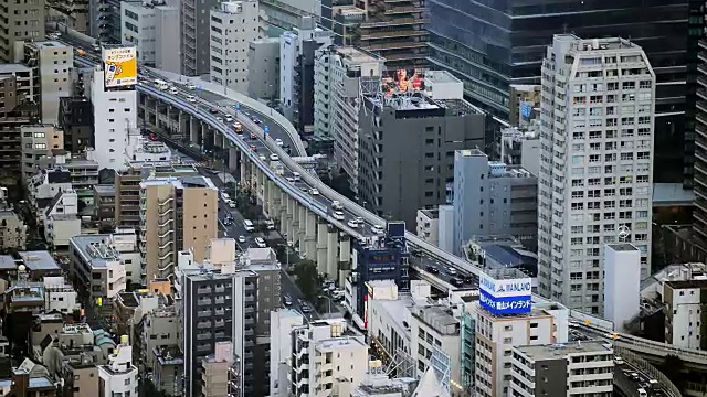 东京，日本城市景观和高速公路。视频素材